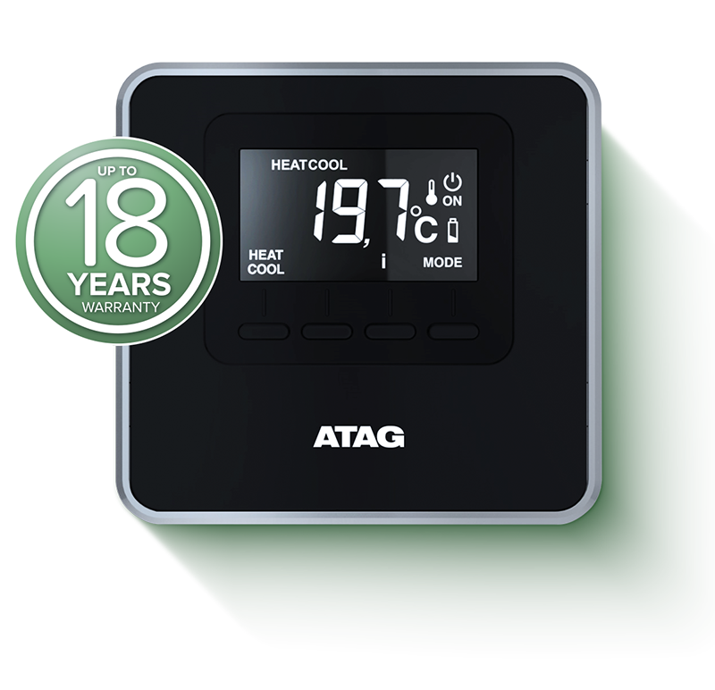 Image of an ATAG Cube with a 'Up to 18 years warranty' icon